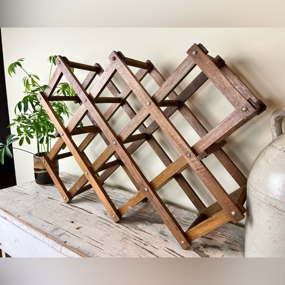 Wall Decor | Vintage Mcm Teak Folding Expandable Wine Rack Large 1 ...